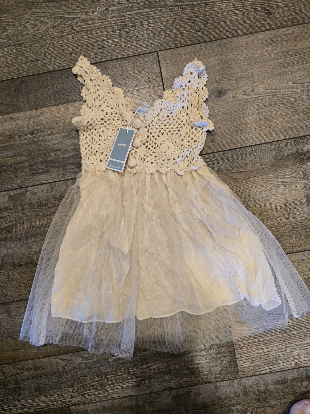 Jacadi Cream Crochet Bodice Tulle Dress